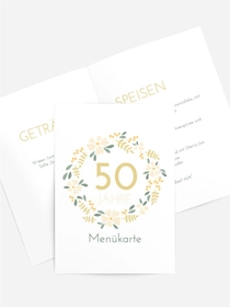 Menükarte Geburtstag Blumengirlanden
