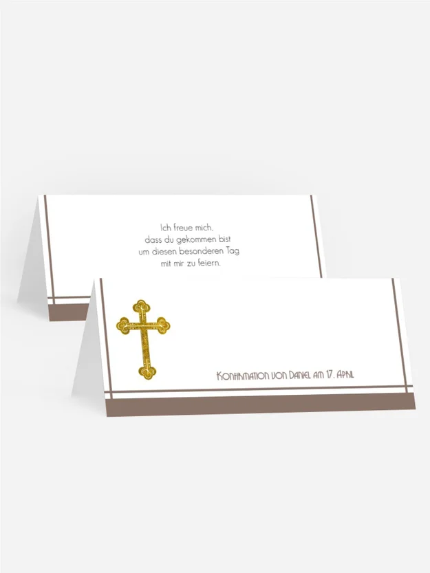 Tischkarte zur Konfirmation Gebetbuch
