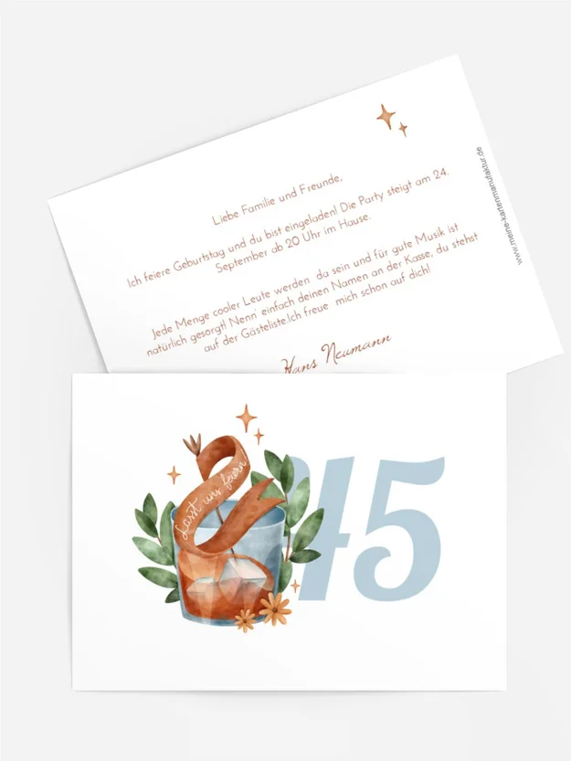 Geburtstagseinladung Glas mit Fahne