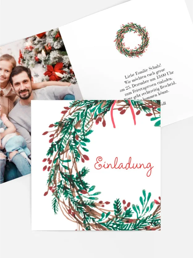Foto Weihnachtseinladung Weihnachtskranz