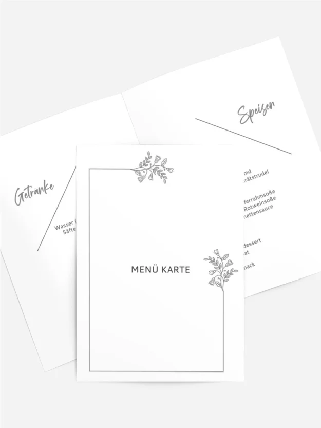 Menükarte Reihe von Blumen