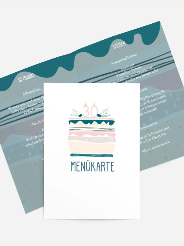Menükarte Geburtstag Torte