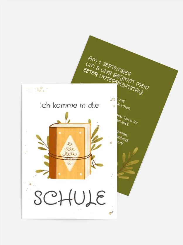 Einladungskarte Einschulung Schulbuch