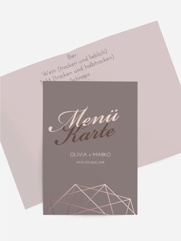 Menükarte Geometrie in Gold