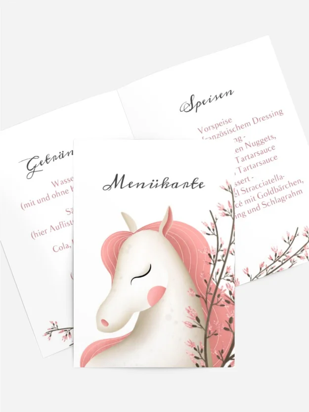 Menükarte Geburtstag Einhorn Wald