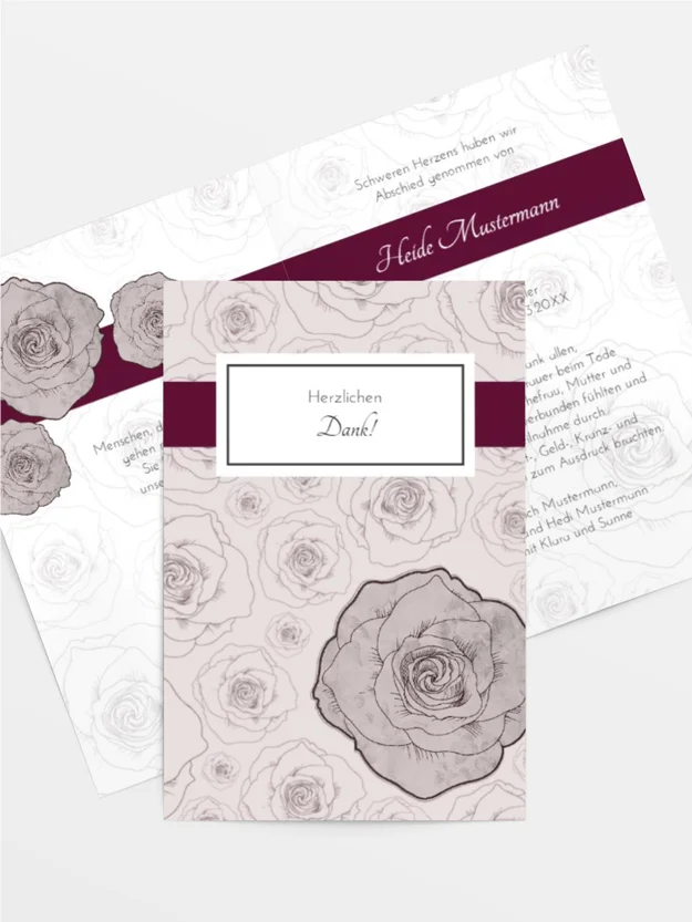 Trauerdanksagung Rosenmeer hoch