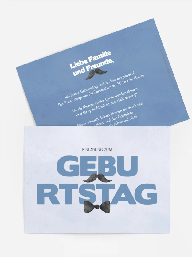 Geburtstagseinladung  Festlicher Schnurrbart