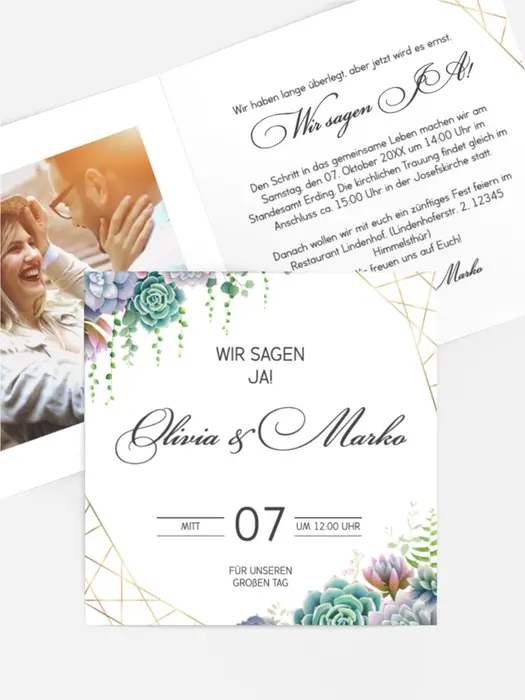Hochzeitseinladung Florale Geometrie