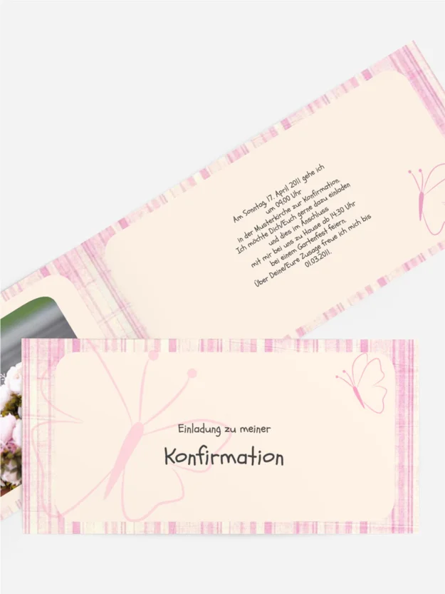 Einladungskarte Konfirmation Butterfly 2 Einladungskarte Konfirmation Butterfly 2