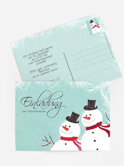 Weihnachtseinladung Schneemänner