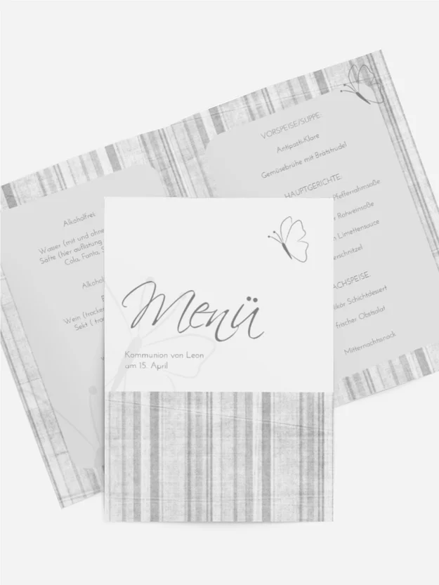 Menükarte Kommunion Butterfly 2
