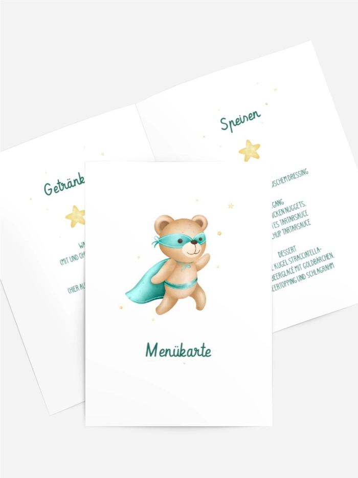 Menükarte Geburtstag Super-Bär