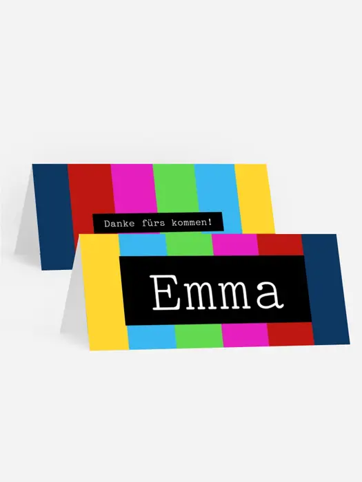 Tischkarte Geburtstag Fernseher