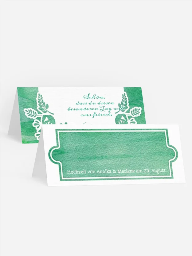 Hochzeitstischkarte Vogelpaar Brautkleid