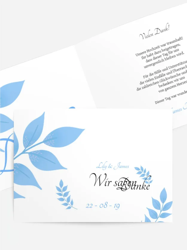 Dankeskarte Hochzeit "Engelsflügel" Dankeskarte Hochzeit "Engelsflügel"