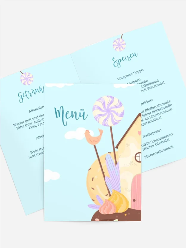 Menükarte Geburtstag  Pfefferkuchen haus