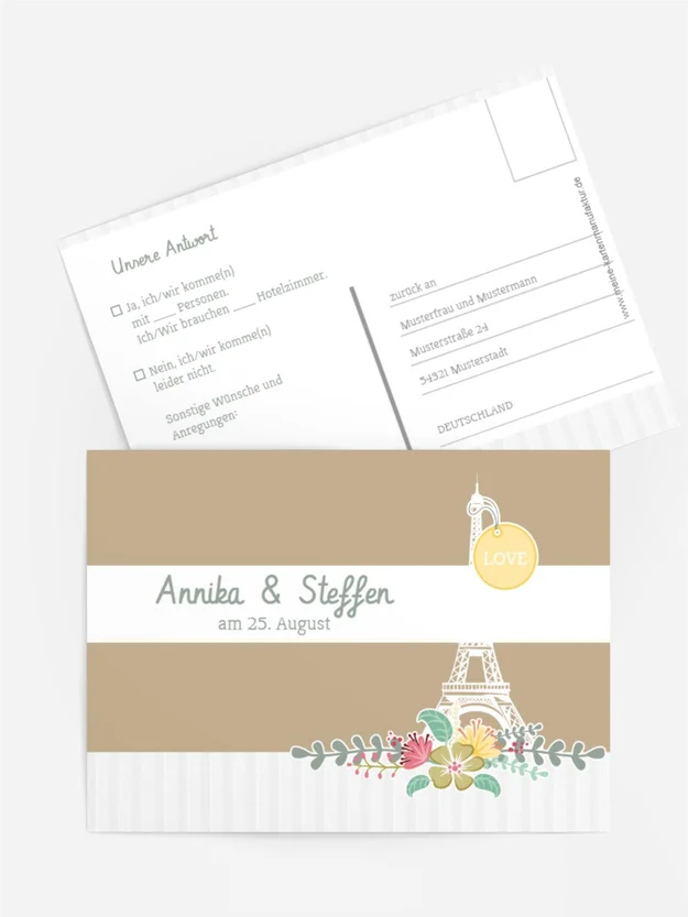 Antwortkarte zur Hochzeit Paris