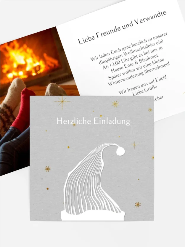 Foto Weihnachtseinladung Zipfelmütze