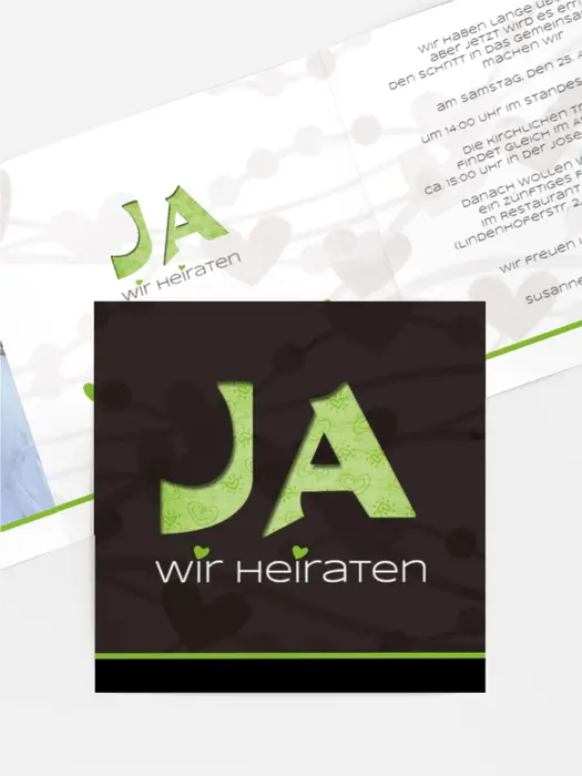 Einladungskarte Hochzeit wilde Herzen