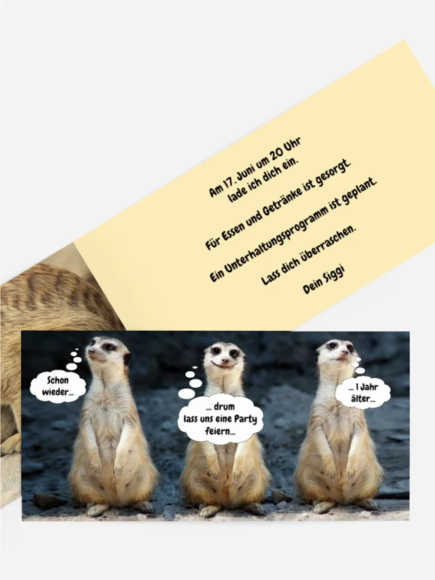 Geburtstageinladung Erdmaennchen
