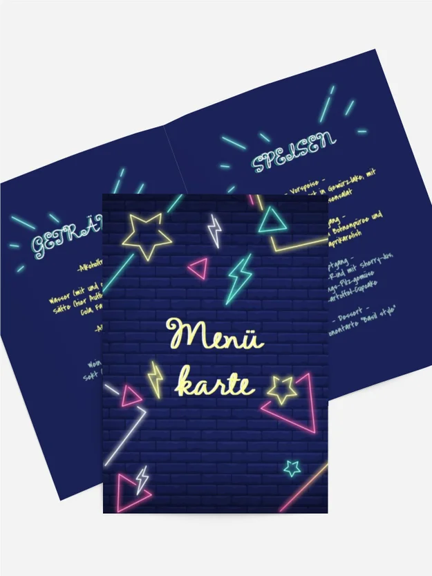 Menükarte Geburtstag Disco 80