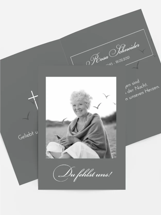 Sterbebildkarte Vögel fliegen