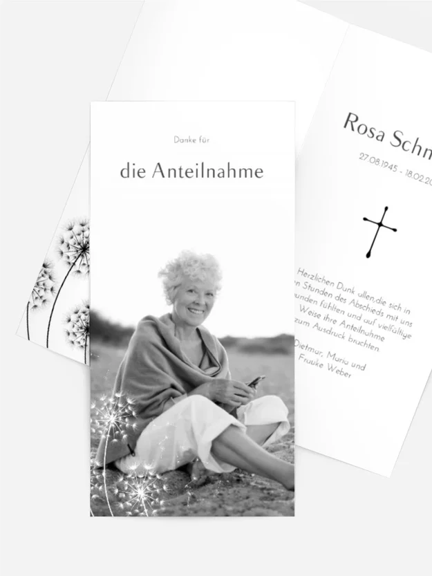 Trauerdanksagung Löwenzahnflug Trauerdanksagung Löwenzahnflug