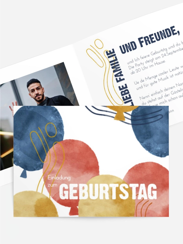 Geburtstagseinladung  Luftballons fliegen