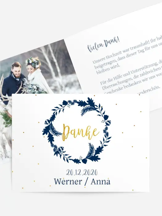 Dankeskarte Hochzeit "Kranz"
