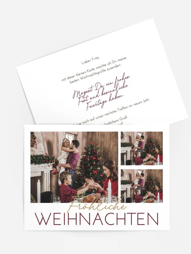 Grußkarte Weihnachten Abend am Kamin