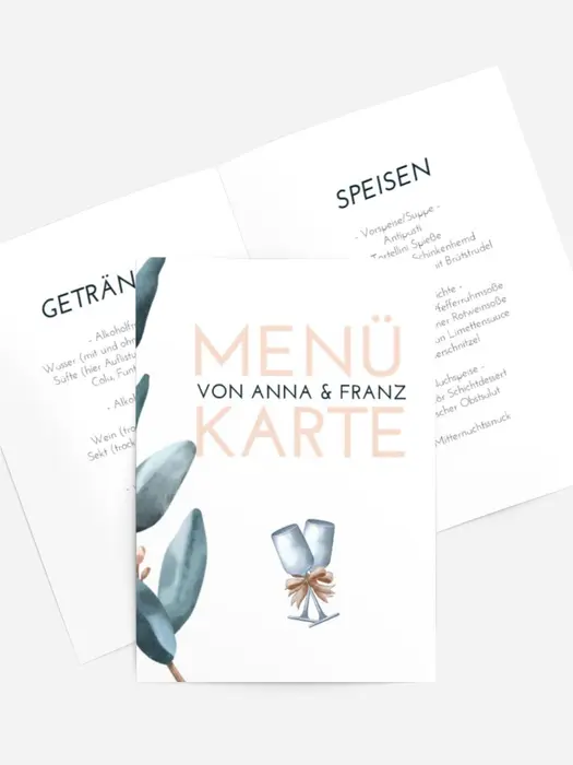 Menükarte Parallele zur Liebe