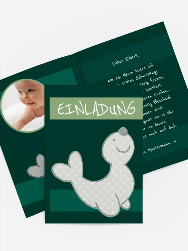Kindergeburtstagseinladung "Robbe mit Foto" Kindergeburtstagseinladung "Robbe mit Foto"