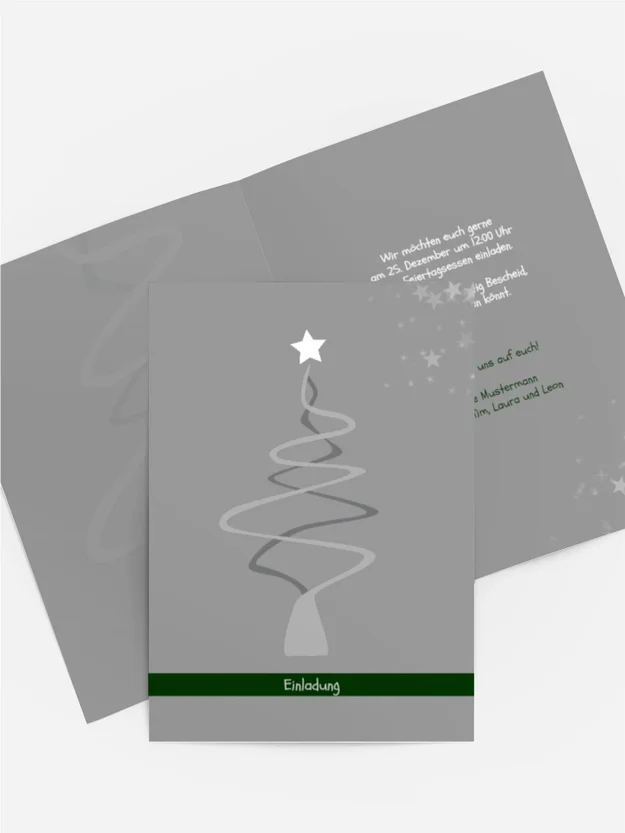 Weihnachtseinladung Privat Schnörkelbaum
