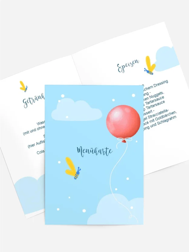 Menükarte Geburtstag Luftballons Menükarte Geburtstag Luftballons