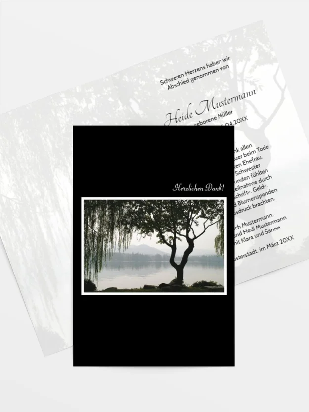 Trauerdanksagung Baum am See hoch Trauerdanksagung Baum am See hoch