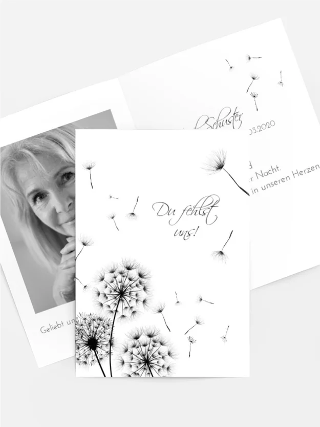 Sterbebildkarte Licht & Leben Pusteblume