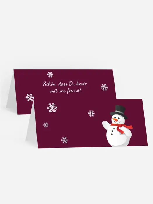 Weihnachtstischkarte Schneemann