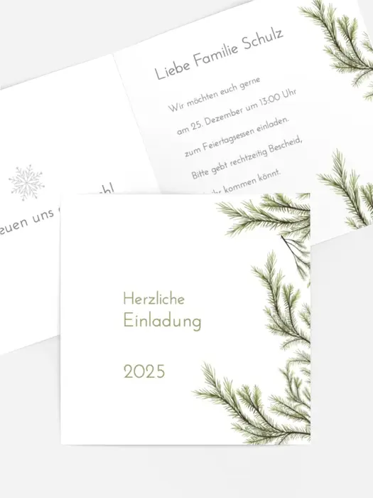 Weihnachtseinladung Tannenzweige