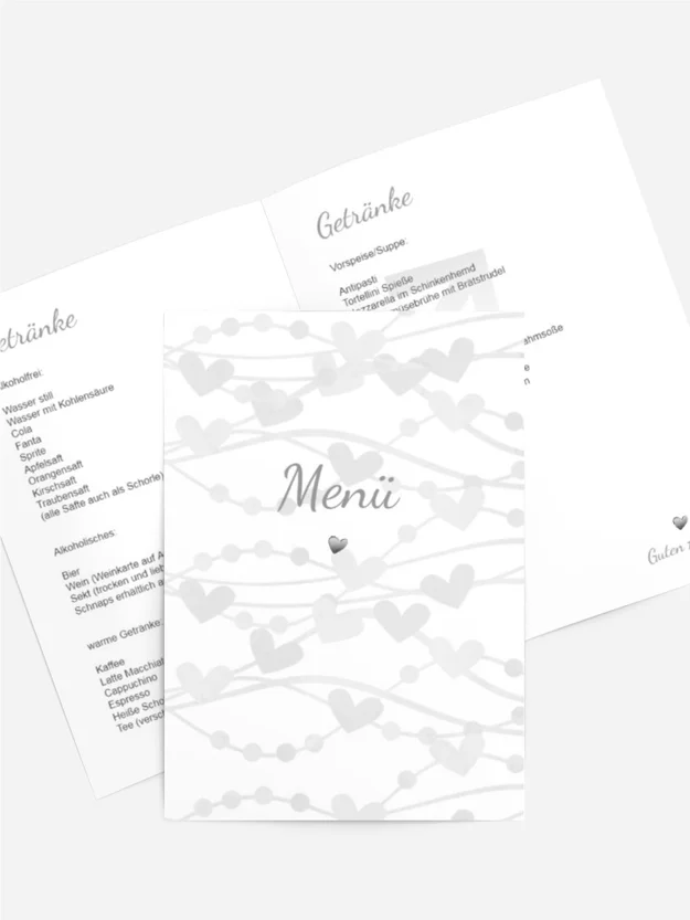 Menükarte Im Zeichen der Liebe