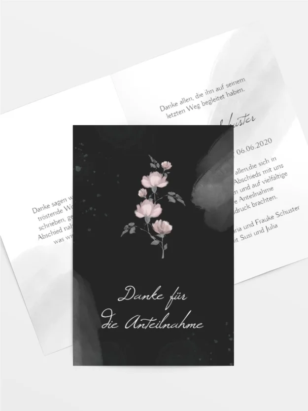 Trauerdanksagung Tiefes Trauerschwarz im Zeichen der Liebe
