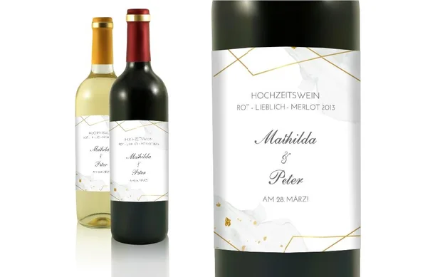 Hochzeit Flaschenetiketten Goldstücke