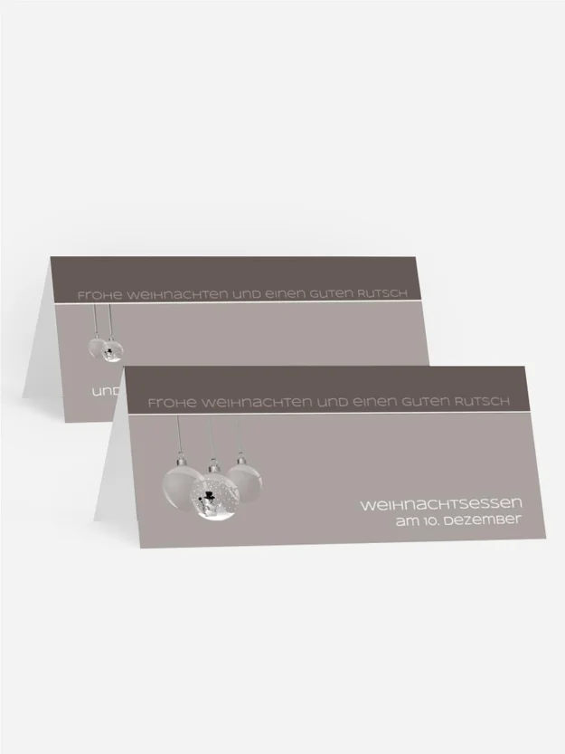 Tischkarte Weihnachten Schneekugel