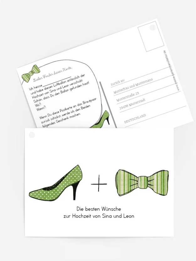 Ballonkarte High Heel und Fliege Ballonkarte High Heel und Fliege