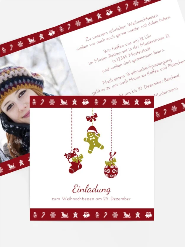 Weichnachtskarte Einladung Privat Borte