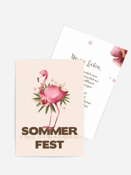 Sommerfest Einladung Festlicher Flamingo