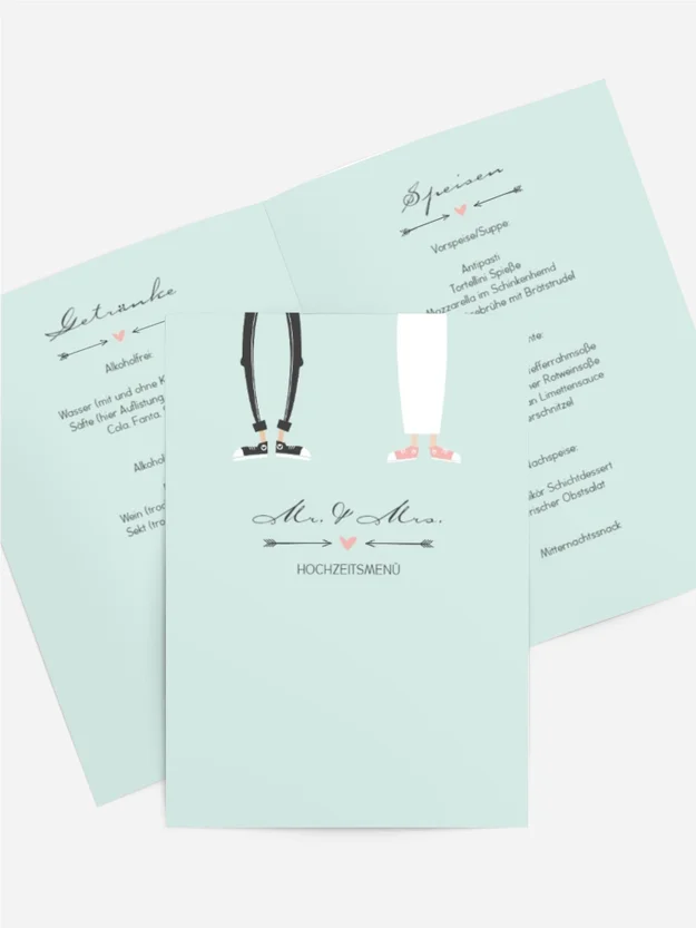 Menükarte zur Hochzeit Pärchen
