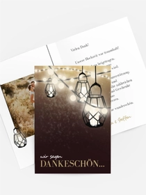 Dankeskarte Hochzeit "Vintage Laterne"