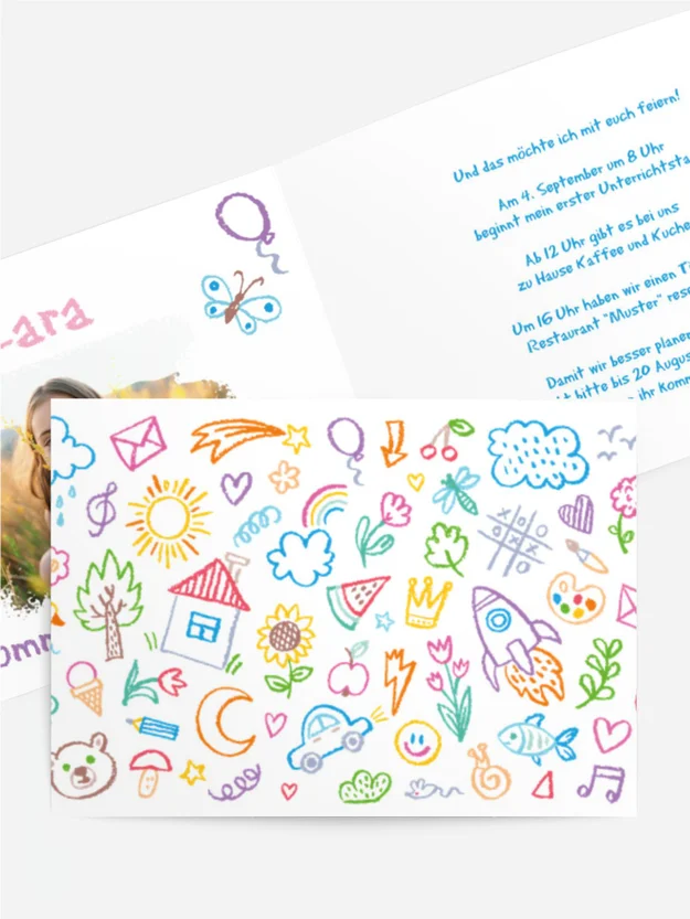 Einschulungskarte Kritzelei