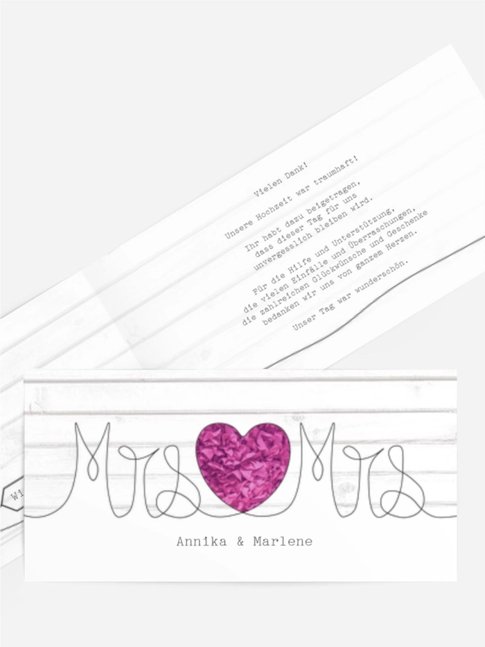 Dankeskarte Hochzeit "Mrs+Mrs"