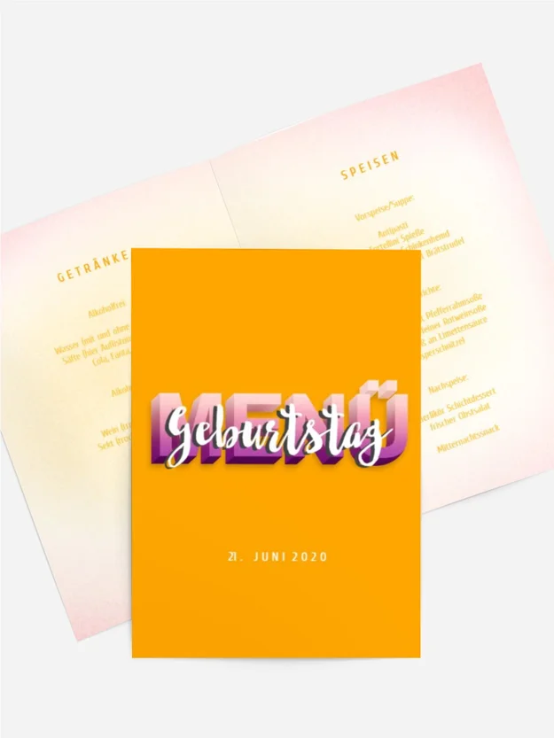 Menükarte Geburtstag Blutorange
